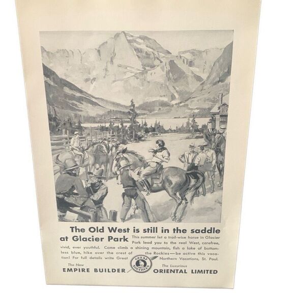 Vintage 1931 Great Northern Old West at Glacier Park Ad Advertisement - Picture 3 of 4
